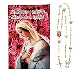 Maria Rosa Mística Madre de la Iglesia Set con Rosario de Cristal con Las Flores de la Rosa Mistica