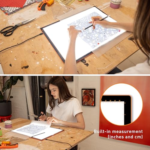 Wafer 2 Lightbox - A3 Light Pad for Tracing, Drawing, Sketching & Painting - Dimmable with Adjustable Brightness - Tracing Lightbox for Artists White/Gray by daylight - Image 5