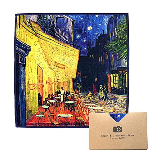 Large [2 Pack] Classic Art (Gogh Café Terrace at Night) - Ultra Premium Quality Microfiber Cleaning Cloths (Best for Camera Lens, Glasses, Screens, and All Lens.), Microfiber cloth