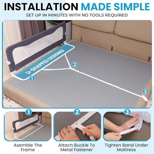 image for TotCraft Flexguard Adjustable Length & Height Bed Rail for Toddlers �