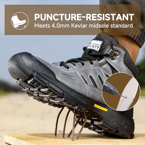 Image of Steel Toe Boots for Men Indestructible High Top Work Shoes for Men Comfortable Safety Shoes Puncture Proof Hiking Construction Shoes Botas de Trabajo para Hombre