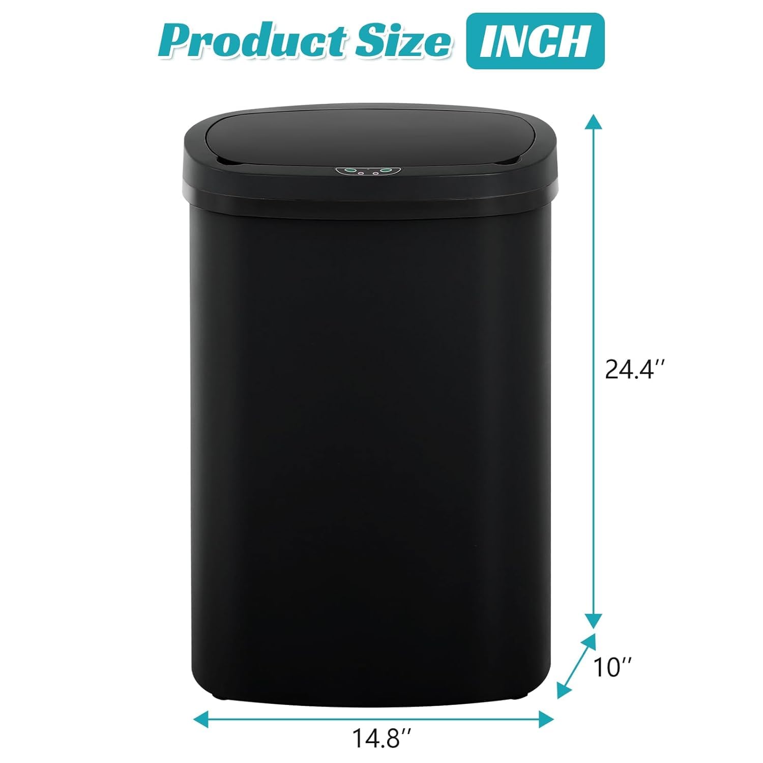 13 Gallon Motion Sensor Kitchen Trash Can, 50L Automatic Sensor Trash Can, Smart Waste Bin with Lid for Kitchen, Bathroom, Bedroom, Home Office, Quiet Open & Easy Clean (Black)