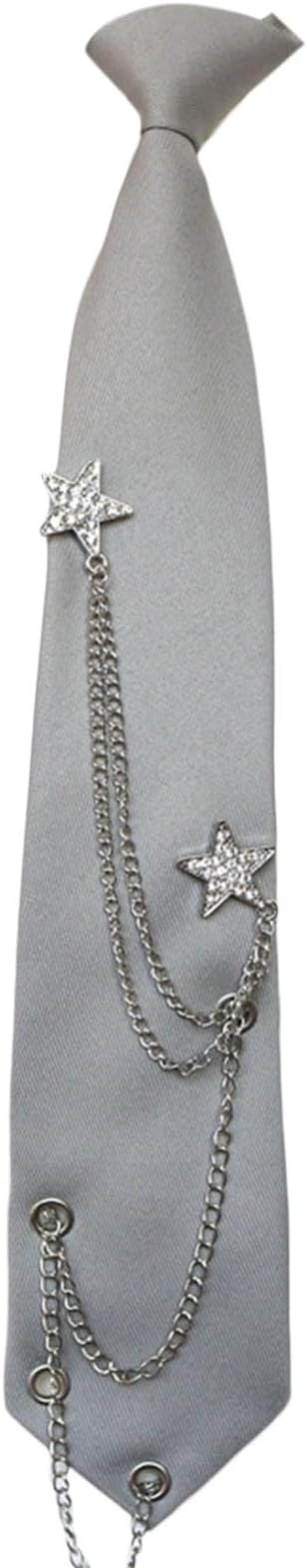 Uniform Punk Tie Metal Chain Rhinestones Collar Japan Seifuku Cosplay Pre-tied Schoolgirl Suit Neckwear Womens