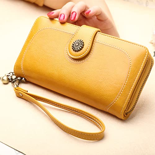 Fashion Wallet Multi-function Zipper Purse for Women Triple-folded Clutch Multi-card Slots Yellow Premium Pu Handbag for Everyday Use3