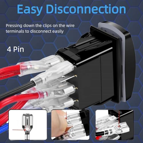 Anchor Windlass Rocker Switch 12V-24V DC, Up Down Arrow Reverse Polarity SPDT 4 Pin 3 Position (ON)-Off-(ON) Momentary Toggle Switch for Boat, Winch, RV Jack, Motor Reversing (with Panel, White)
