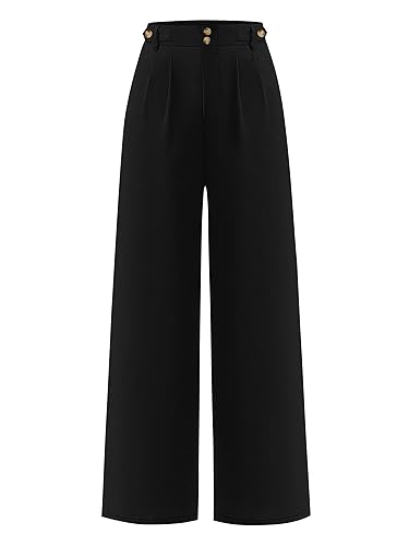 ANRABESS Womens Wide Leg High Waisted Pants 2026 Summer Button