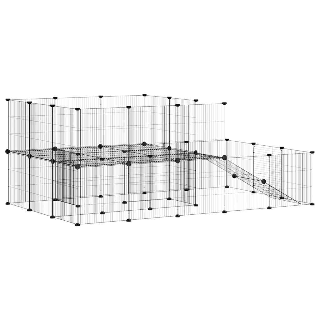 vidaXL Gabbia per Animali 44 Pannelli con Porta Nera 35x35 cm Acciaio