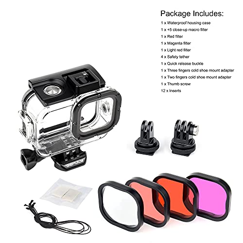Gepuly Waterproof Case With Dive Filters For Gopro Hero 9 10 11 Black, 60M Underwater Protective Dive Housing Case With Red, Snorkel, Magenta, Close-Up Filters For Gopro Hero 11 10 9 Black Camera #TOP7