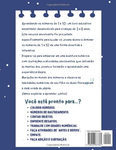 Livro de Matemática Aprendendo os números de 1 a 10 (Portuguese Edition): Para Pré-Escolar Crianças