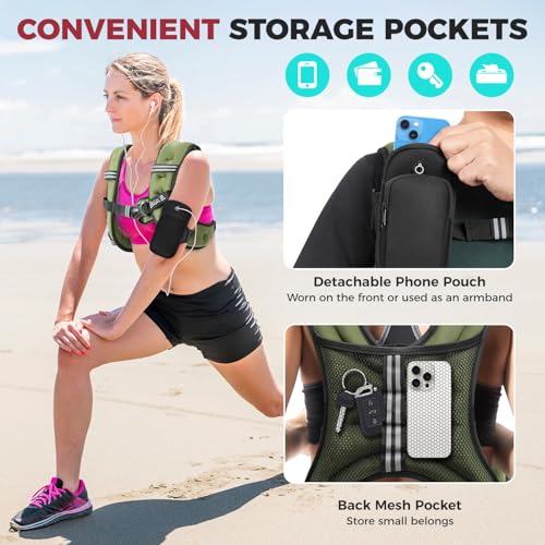 BAGAIL Weighted Vest, 5lbs/10lbs/12lbs/15lbs/20lbs/25lbs/30lbs Weight Vest with Detachable Phone Pouch, Rucking Vest for Women, Men, Walking, Weight Loss, Training, Running by BAGAIL - Image 5