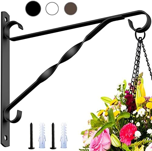 Amagabeli Hanging Plants Bracket 10'' Wall Planter Hooks Hangers Flower Pot Bird Feeder Wind Chime Lanterns Patio Lawn Garden for Shelf Shelves Fence Screw Mount against Door Arm Hardware