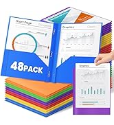 V-Opitos 48 Pack 2 Pocket Folders with 3 Prongs, Bulk Plastic Folders with Clear Front Pocket in ...