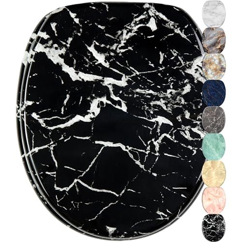 Sanilo WC Sitz mit Absenkautomatik, viele schöne Marmor Toilettendeckel zur Auswahl, hochwertige und stabile Qualität (Marmor Schwarz)