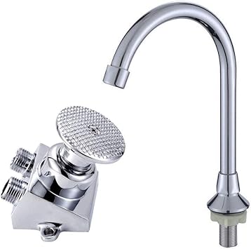 -Taps,Faucets,Hot Cold Engineedecor Foot Pedal Tap Pedal Hand Washing Device Public Place Water Taps Saving Switch Control Mixer Tap Copper Bathroom Basin Faucet
