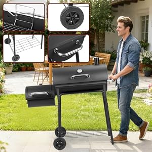Charcoal Grill Offset Smoker 535 Sq.In.with Front Table for Outdoor BBQ — photo 3 of 6