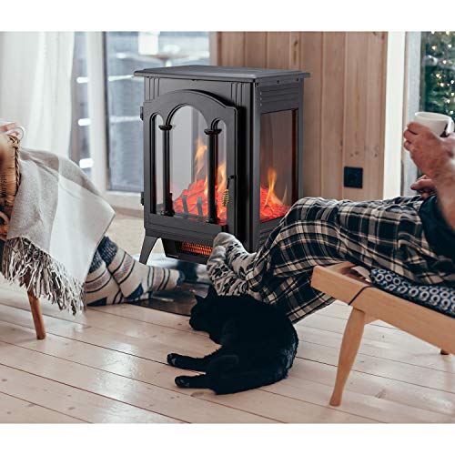 Xbeauty Electric Fireplace Stove, Freestanding Fireplace Heater With Realistic Flame, Indoor Electric Stove Heater, Portable, Infrared, Thermostat, Overheating Safety System, 1000W/1500W(16 Inch) #TOP6