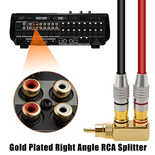 KUOQIY 2 PCS 90 Degree Right Angle RCA Splitter, RCA Male to 2 Female AV Splitter Adapter Connector, Gold Plated Jack Audio Video Y - Image 4