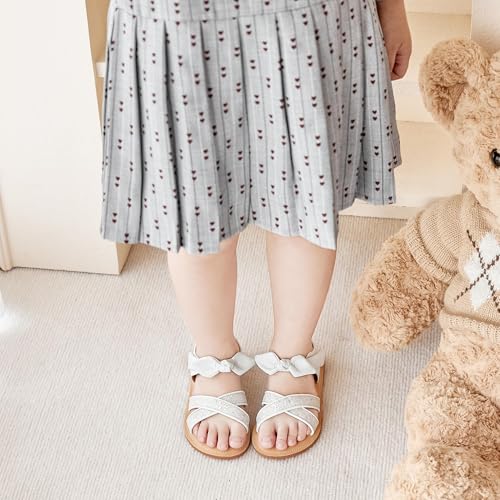 Image of Kolan Toddler Girl Sandals Open Toe Flat Princess Dress Shoes Little Kids