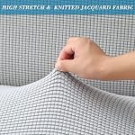 HFCNMY Stretch Armless Futon Cover with Skirt, Knitted Jacquard, Light Grey, Modern Style, Machine Washable, Elastic Bottom, Checkered Pattern, Sofa Cover, Furniture Bed Protector - Image 5