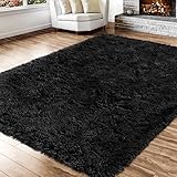 Black Soft Area Rug for Bedroom,4x6 Feet,Shaggy Fluffy Rugs,Furry Plush Rugs for Living Room,Shag...