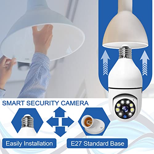 Light Bulb Camera, 2 Pack Light Bulb Security Camera, 5Ghz/2.4Ghz Light Socket Security Camera With Night Vision, Motion Detection And Phone App, Wireless Surveillance Camera For Home Office #TOP3