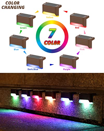 Eddorunning Solar Deck Lights,Solar Fence Lights Waterproof, 8Pack Outdoor Patio Lights Power Solar Lights For Fence,Step, Patio,Deck, Backyard, Path(Color Changing) #TOP1