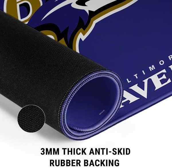 Vista 8 de Skinit Alfombrilla de mouse extragrande para juegos – Diseño desgastado con licencia oficial de Baltimore Ravens con bordes cosidos, impermeable