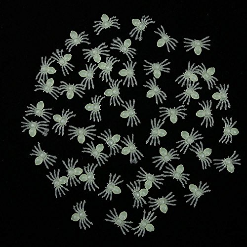 Nuomi Glow In The Dark Spiders Halloween Decorations, Mini Plastic Spiders 100 Pieces Luminous Party Supplies #TOP4
