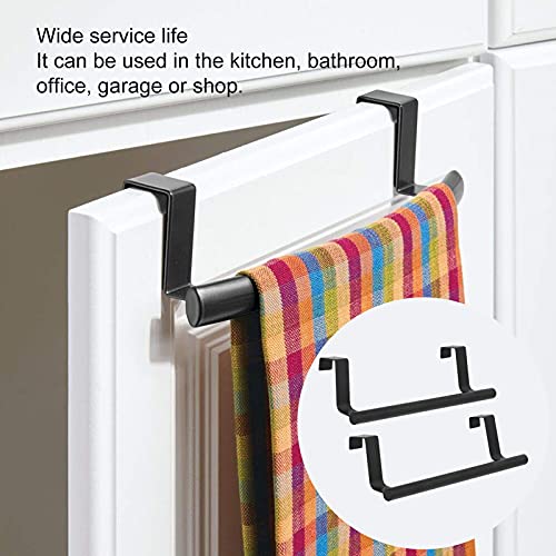 Stainless Steel Over Door Towel Bar - 2 Pack, 9 Inch, Kitchen & Bathroom Towel Holder, Black, 23cm - Image 3