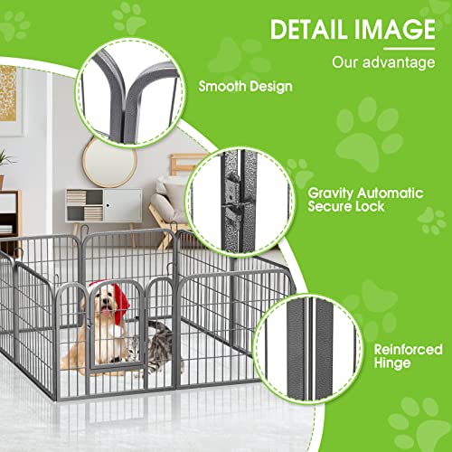 Dog Fence Pet Playpen 24 Inch Height For Puppy Small Dogs Heavy Duty Metal Designed For Camping Yard 8 Panels(24Lx24H-8Panels) #TOP3