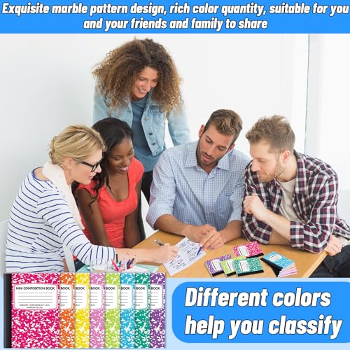 Lot de 12 mini carnets de composition lignés colorés de poche pour notes