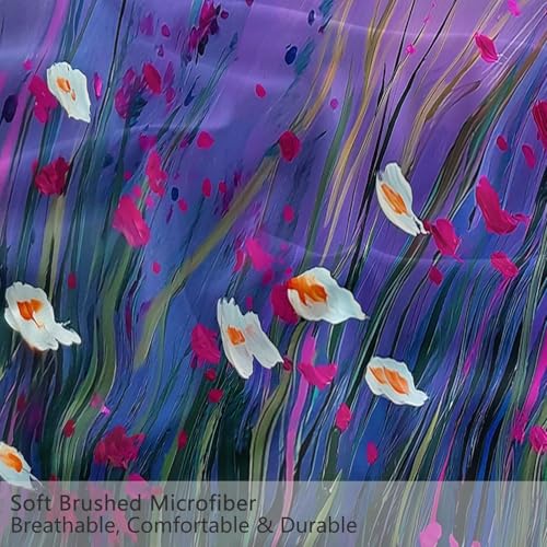 Parure de lit 160x200 microfibre de qualité motif fleurs de lavande - 7