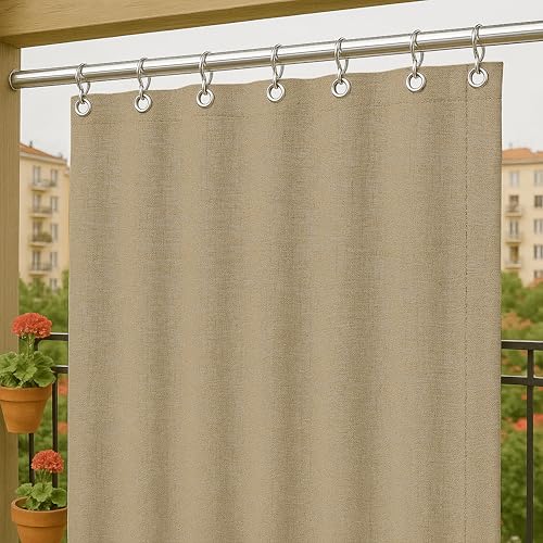 Byour3   Toldos Exteriores Impermeables con Ojales Metálicos Anti Moho   Cortinas Laterales Opacas Gazebo Toldo Lona Solar Parasol Balcón Terraza Jardin Pergola (Beige, L.200x290H)