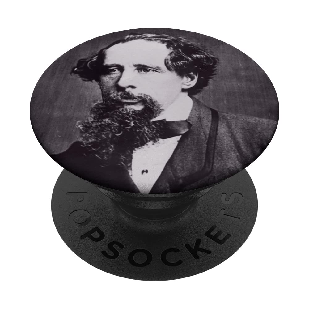 Funny Charles Dickens Gift, English Literature Light Reading PopSockets Swappable PopGrip, Black