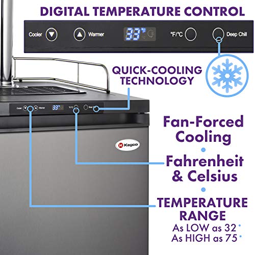 Kegco K309Ss-124" Wide Homebrew Single Tap Stainless Steel Digital Kegerator #TOP2