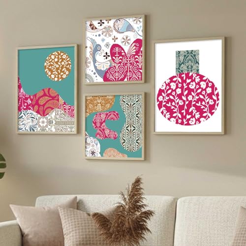 Image of Kalit Kala Decor Paintings for wall decoration with frame | Leaf Nature Paintings for living room, bedroom | Set of 4 (Art 1, Big (13x17 or 13x13))