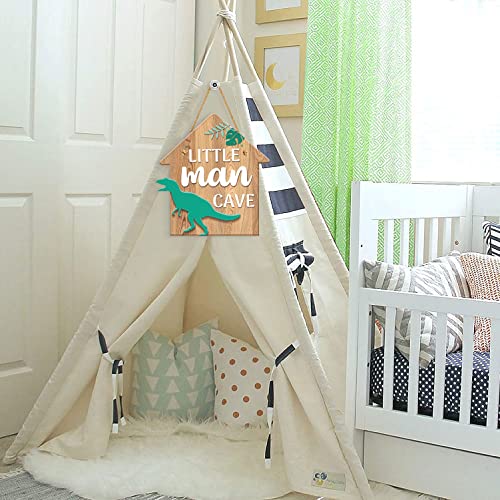 Dinosaur Decor For Boys Room, Hanging Sign Boys Room Decorations For Bedroom Pvc Plastic Decorative Signs Little Man Cave Sign Kids Room Playroom Nursery Decor Gift For Boys 11.8″X11″ #TOP7