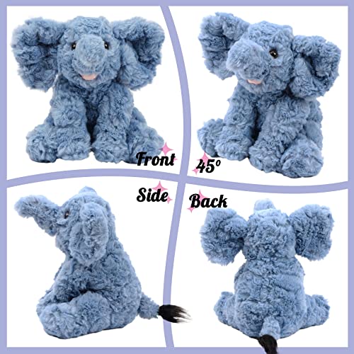 Hopearl Adorable Plush Calf Elephant Toy Floppy Elephish Ultra Soft Stuffed Animal For Boys Girls Kids Toddlers, Blue, 9'' #TOP3