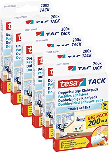 Preisvergleich Produktbild 6 Packungen (1200 Pads) tesa doppelseitige Klebepads TACK Multipack