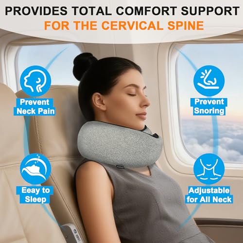 Advanced Neck Travel Pillow | 100% Pure Memory Foam, Designed for The Comfort of Travel & Office, Travel Pillow for Plane, Car, Home, Work, Dark Grey - Image 5