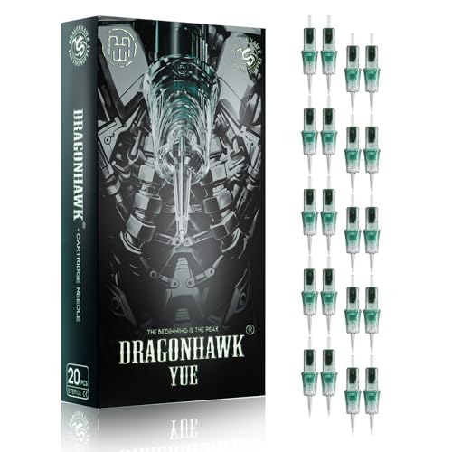 Dragonhawk Yue Professional Tattoo Needles - 20Pcs 1005RL Round Liner Tattoo Cartridges 0.3MM Precise Line Work for Tattoo Artists Disposable Needles