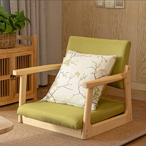 Chaise de sol de style japonais pour soulager le dos avec dossier en bois et accoudoirs