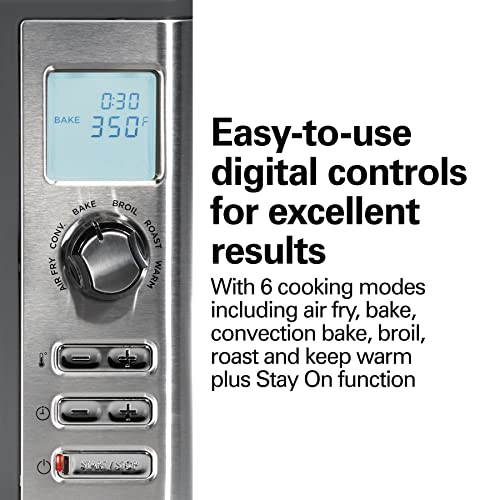 Hamilton Beach Countertop Digital Air Fryer Oven with Sure-Crisp, 6-in-1 Functionality, 150-450⁰F Temp Range, 1800W, XL Capacity for 2 12” Pizzas, Two 9” x 13” Pans and 4 Rack Positions, Grey (31390) - Image 6