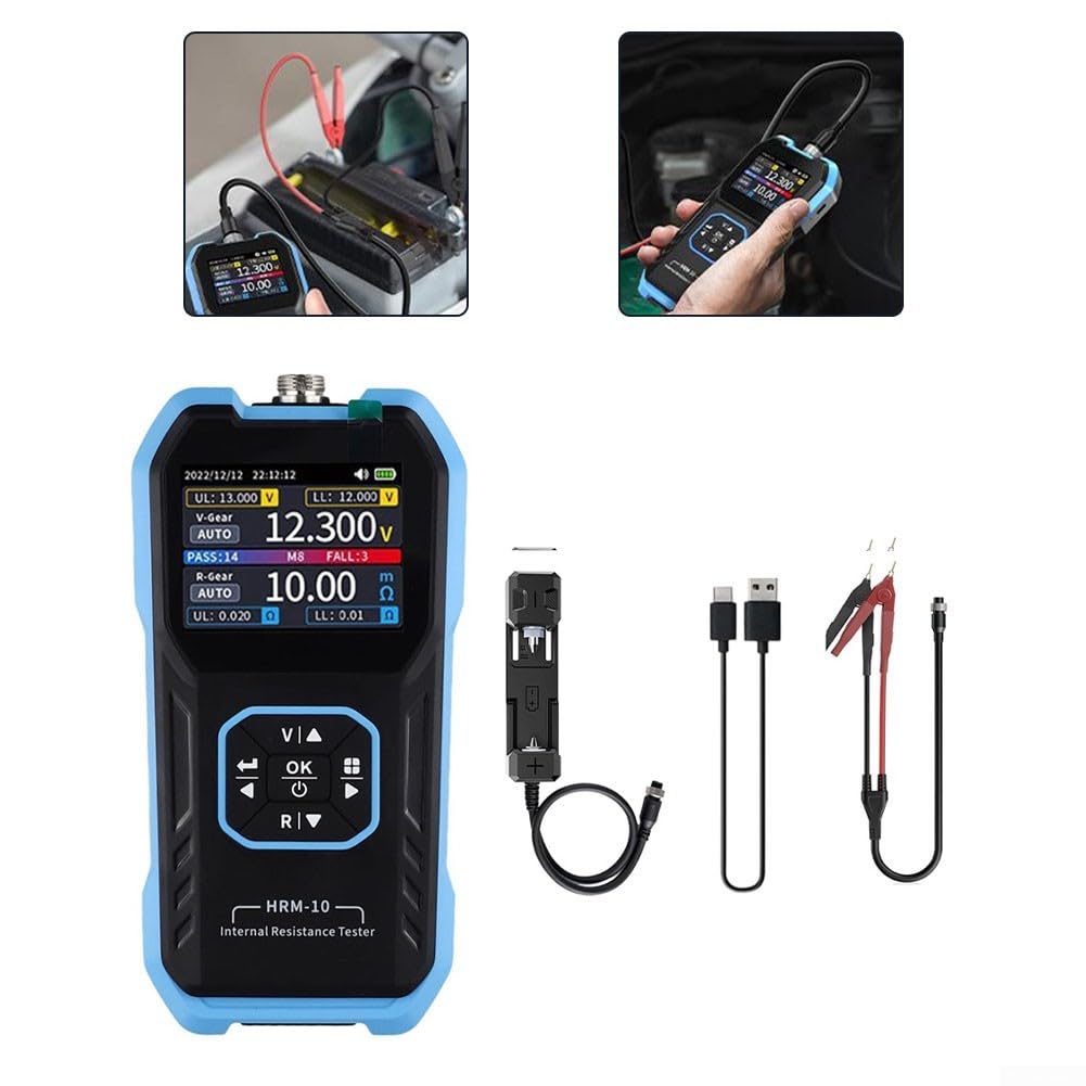 Misuratore di resistenza interna, tester di tensione della batteria HRM-10 con schermo a colori TFT, selezione a 4 fili Kelvin per celle al litio