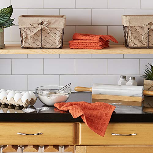 Dii Basic Terry Collection Solid Windowpane Dishcloth Set, 12X12, Spice, 6 Piece #TOP3