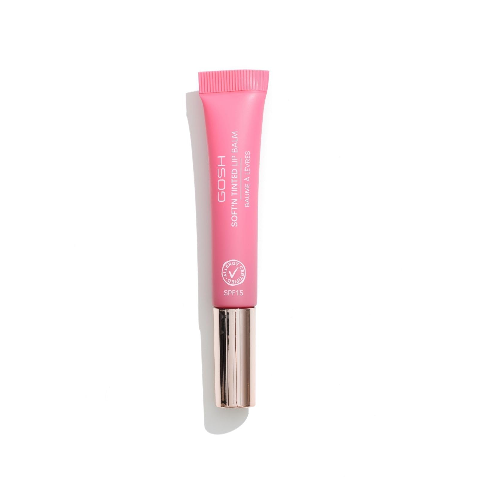 GOSH tinted lip balm with SPF 15 I vegan lip care stick with colour in Pink Rose (05) I soft lips without stickiness I perfume free Glossy Booster I moisturising lipbalm