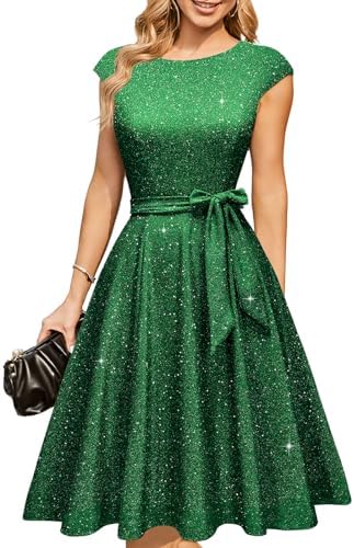 DRESSTELLS Women's Cocktail Dresses, Formal Wedding Guest Modest Church Vintage Tea Party Midi Evening Dress
