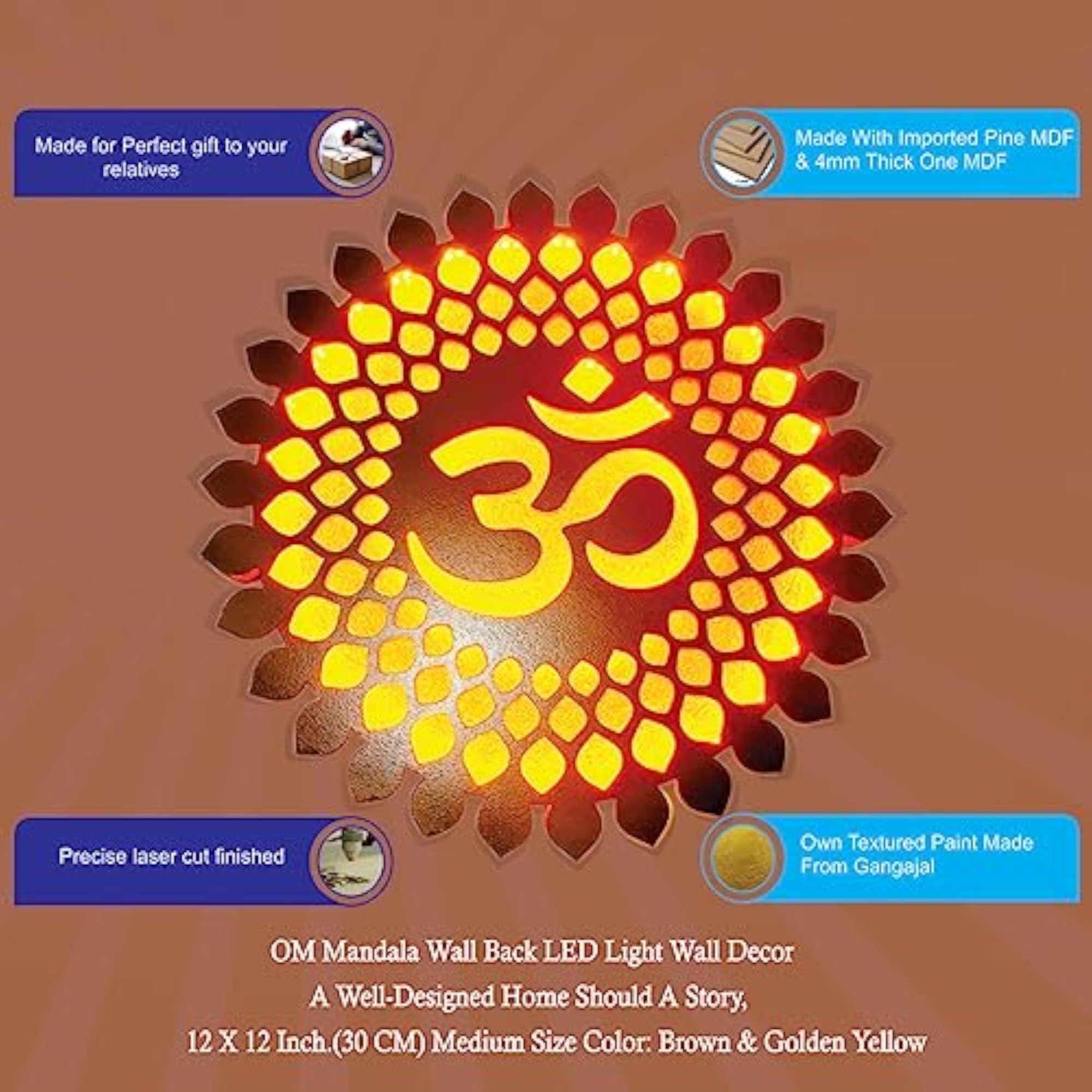 OM Mandala Wall Back LED Light Decor