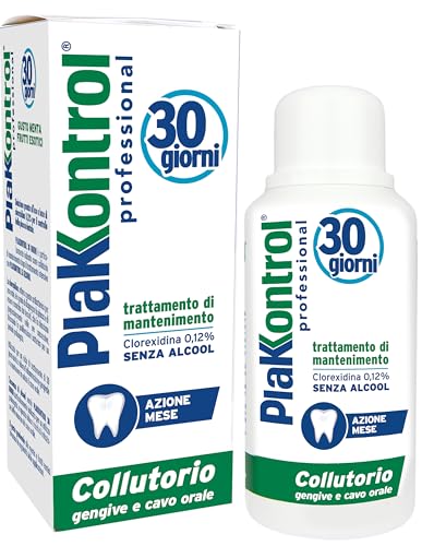 Plakkontrol® collutorio 30 giorni, con clorexidina, senza alcool, per gengive e cavo orale - 1 pz, 250 ml – peso confezione: ℮ 310 g