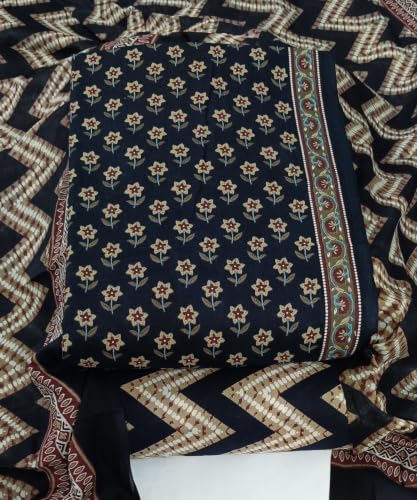Image of DRAVINAM Trends Women's Premium Cambric Cotton Jaipuri Printed Unstitched Salwar Suit Dress Material with Mulmul Cotton Dupatta